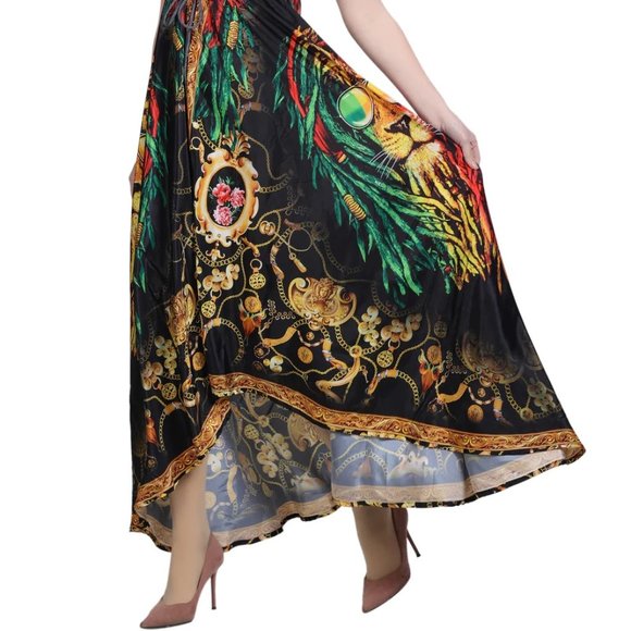 Long Silk Halter Dress Summer Maxi – Backless - Multicolor Maxi Animal print - Picture 6 of 7